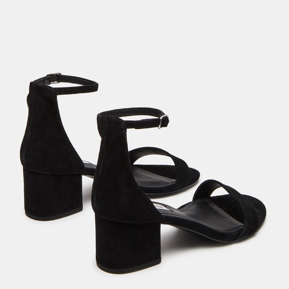 Steve Madden IRENEE Black Suede Block Heel Ankle Strap Dress Sandals (EUR 36) - Picture 5 of 17